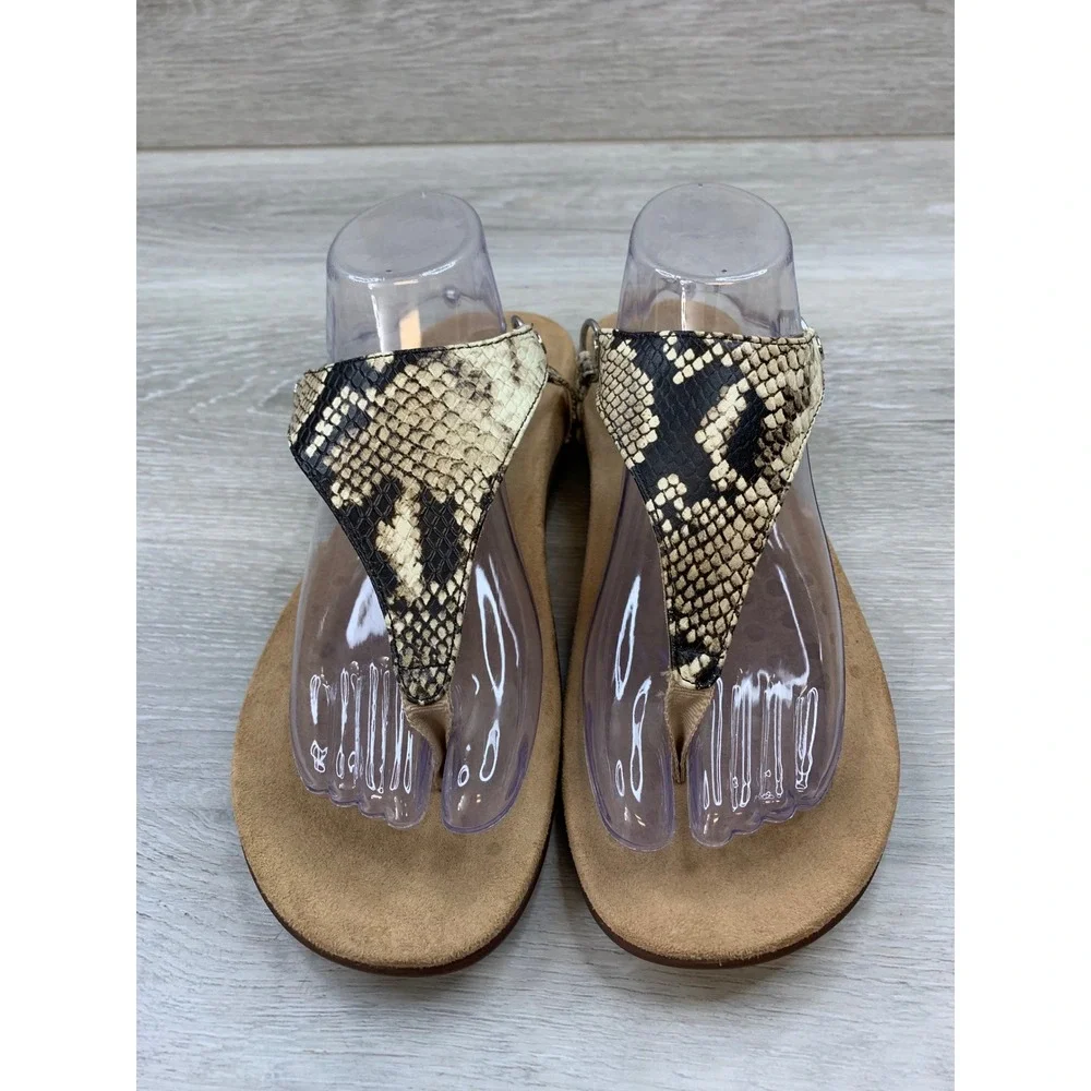 Vionic Kirra Women's Snake Print Leather Sandals Brown 9 Comfort Casual Shoes